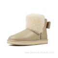 Colored Leather Winter Boots Fur Lined Cuff